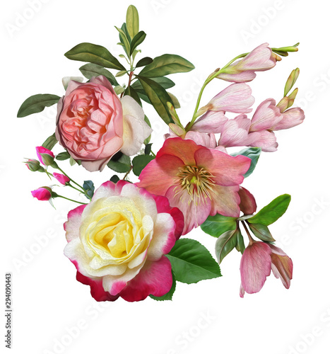 bouquet of roses on white background