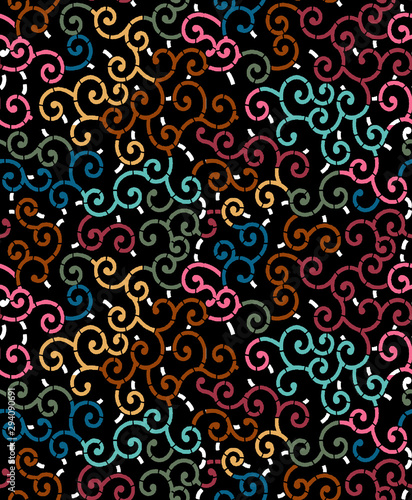 floral abstract colorful design black background
