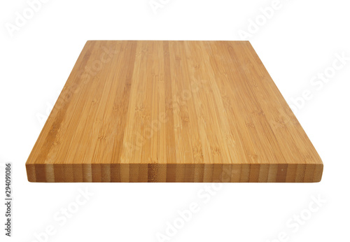 Natural brown wooden cutting board. Chopping board isolated on white background