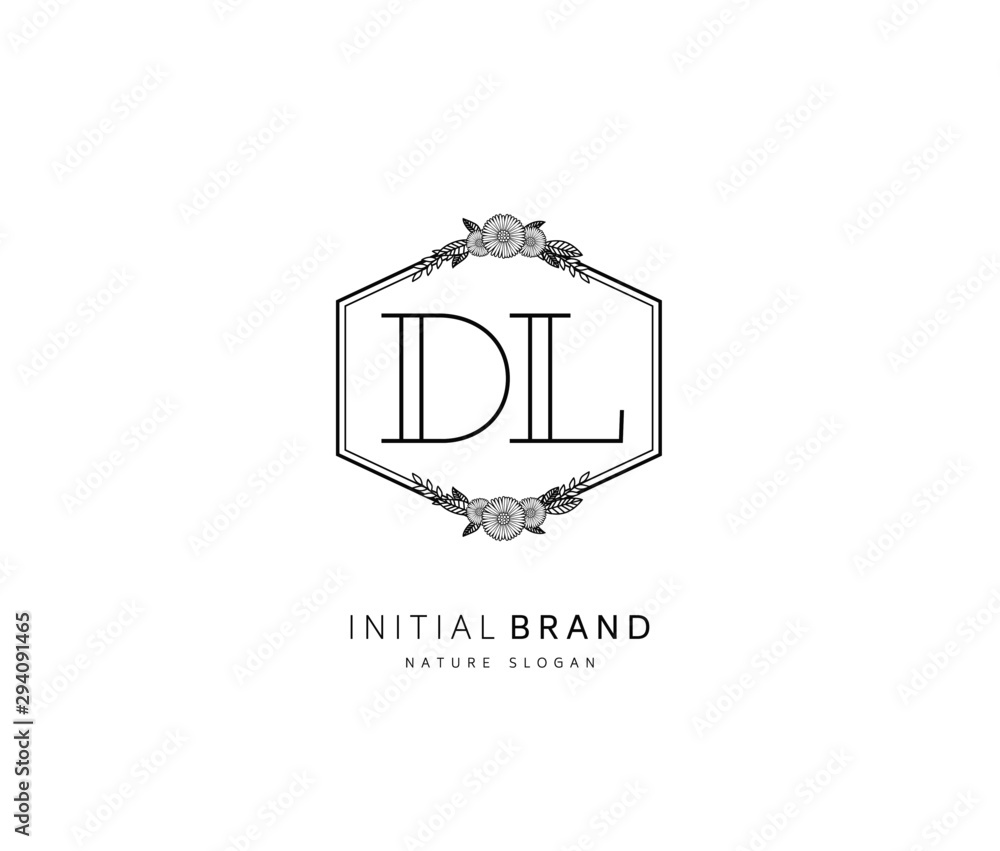 D L DL Beauty vector initial logo, handwriting logo of initial signature, wedding, fashion, jewerly, boutique, floral and botanical with creative template for any company or business.
