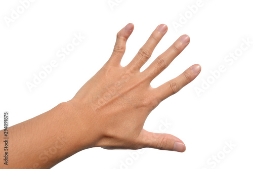 Canvastavla The left hand little finger or pinky finger is deformity isolated on white background