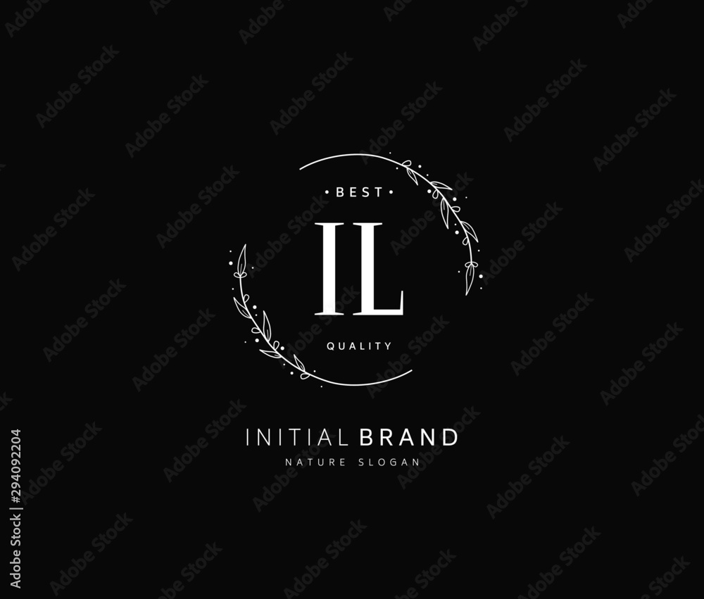 I L IL Beauty vector initial logo, handwriting logo of initial signature, wedding, fashion, jewerly, boutique, floral and botanical with creative template for any company or business.