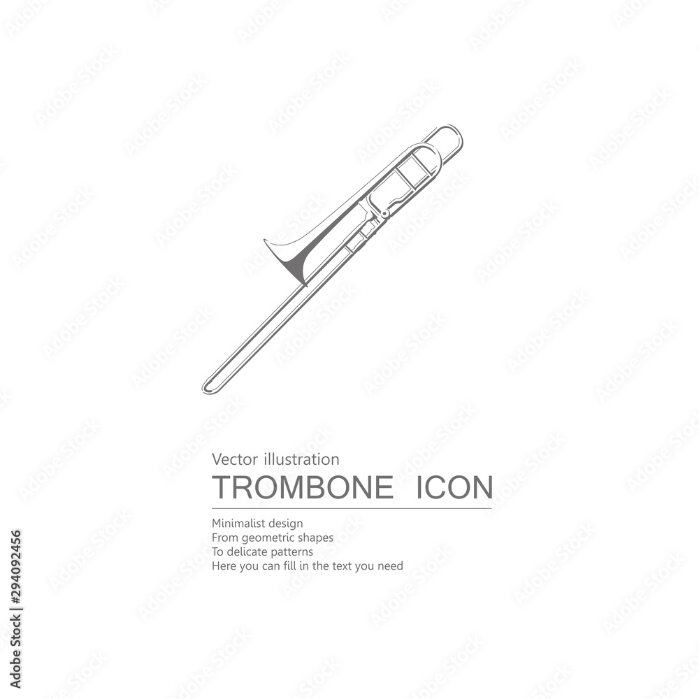 Vector drawn trombone. Isolated on white background. Vector drawn trombone. Isolated on white background.