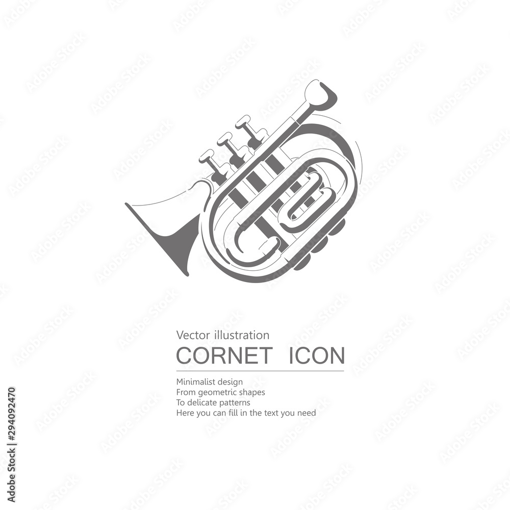Vector drawn cornet. Isolated on white background. Vector drawn cornet. Isolated on white background.