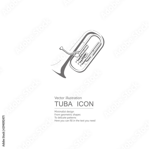Vector drawn tuba. Isolated on white background.	