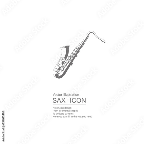 Vector drawn saxophone. Isolated on white background.	