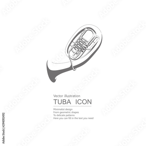 Vector drawn bass tuba. Isolated on white background.