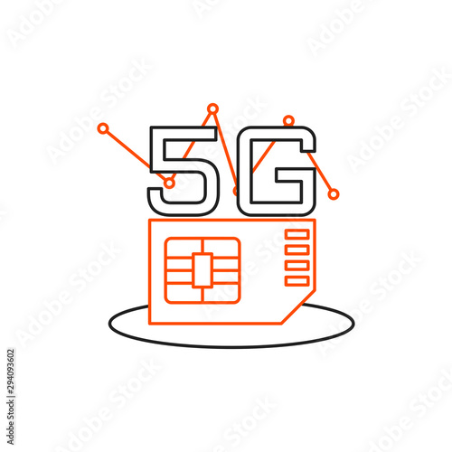 Fifth Generation Wireless Internet Network Connection Information Technology Illustration. 5G Flat Icon Isolated on white background. Mobile devices telecommunication business web networking. 