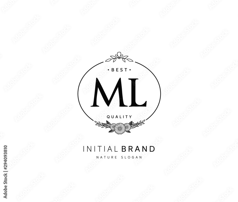 M L ML Beauty vector initial logo, handwriting logo of initial signature, wedding, fashion, jewerly, boutique, floral and botanical with creative template for any company or business. M L ML Beauty vector initial logo, handwriting logo of initial signature, wedding, fashion, jewerly, boutique, floral and botanical with creative template for any company or business.