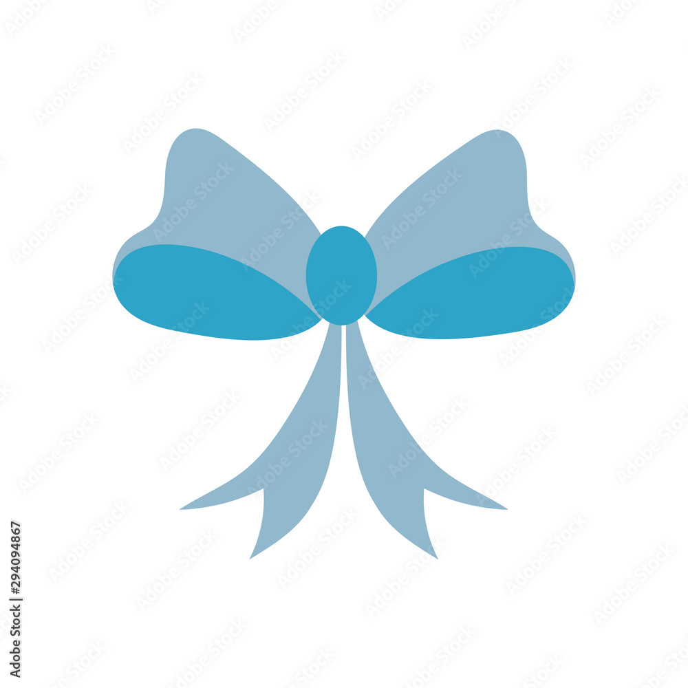 cute ribbon bow on white background Stock Vector
