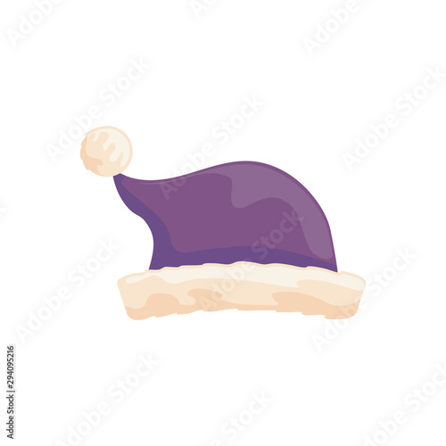 cute purple santa claus hat on white background