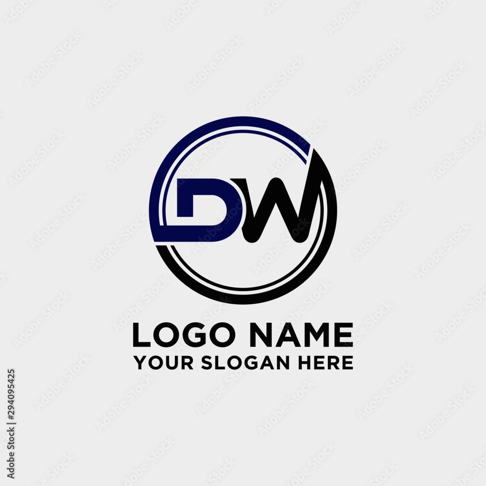 Obraz premium Circle logo with the letter DW inside. letters connecting with circles. Logo circle modern abstract
