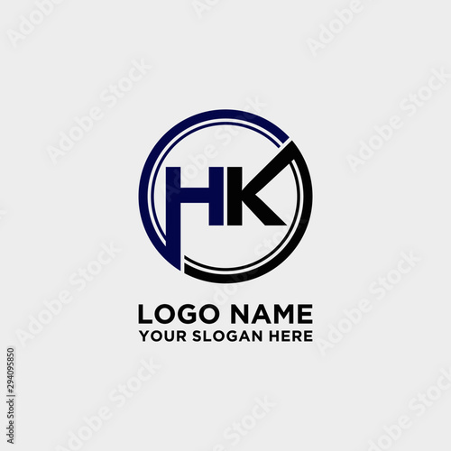 Circle logo with the letter HK inside. letters connecting with circles. Logo circle modern abstract