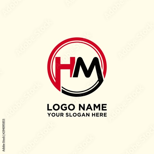 Circle logo with the letter HM inside. letters connecting with circles. Logo circle modern abstract