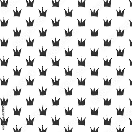 Vector pattern with crowns. Black crowns on a white background