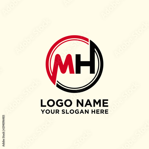Circle logo with the letter MH inside. letters connecting with circles. Logo circle modern abstract