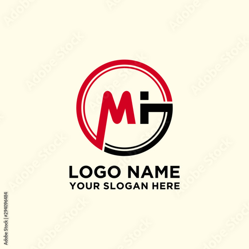Circle logo with the letter MI inside. letters connecting with circles. Logo circle modern abstract