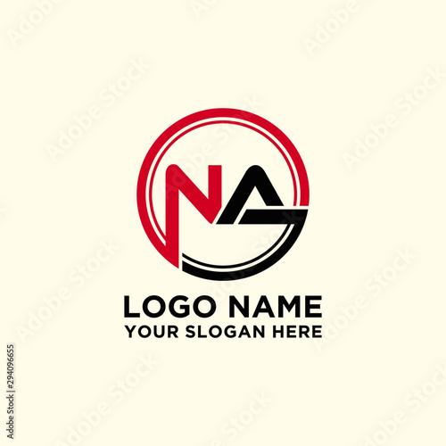 Circle logo with the letter NA inside. letters connecting with circles. Logo circle modern abstract