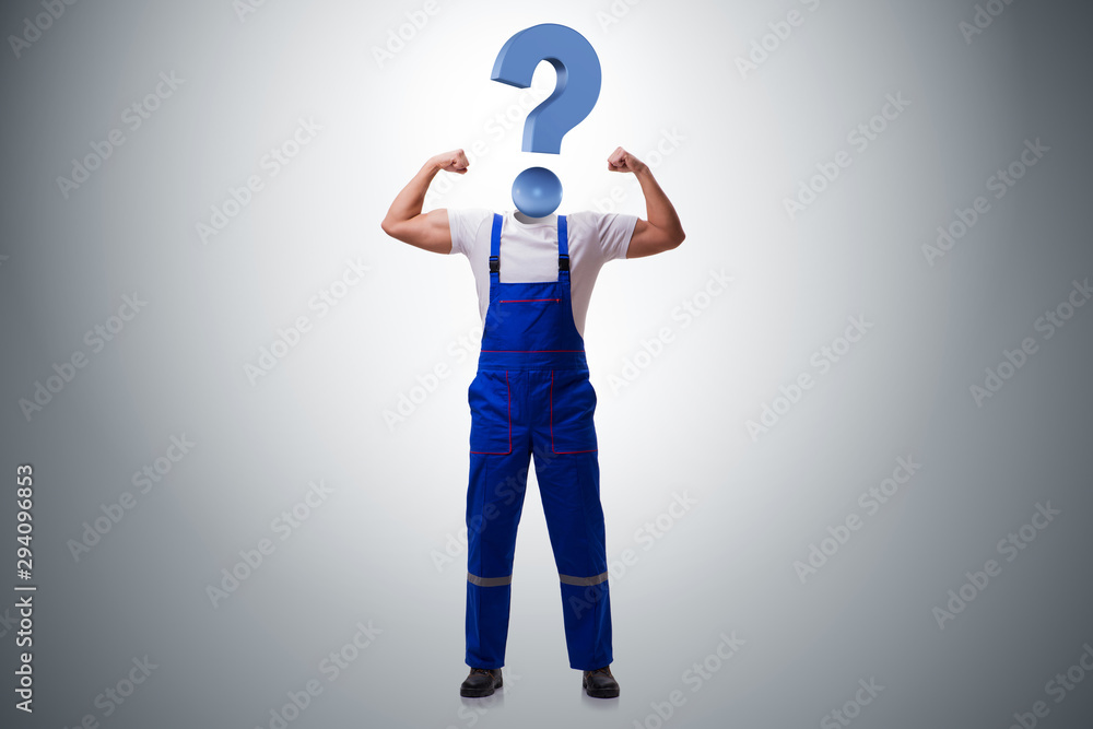 Worker with question mark instead of head Worker with question mark instead of head