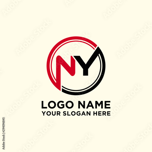 Circle logo with the letter NY inside. letters connecting with circles. Logo circle modern abstract