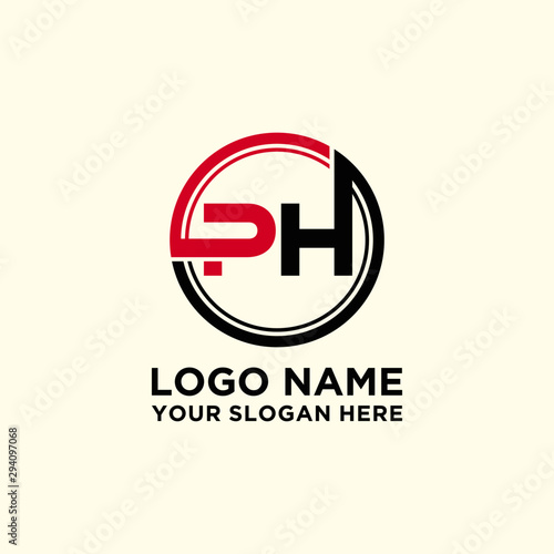 Circle logo with the letter PH inside. letters connecting with circles. Logo circle modern abstract