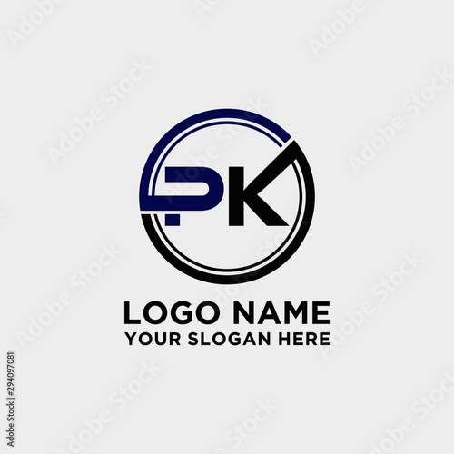 Circle logo with the letter PK inside. letters connecting with circles. Logo circle modern abstract