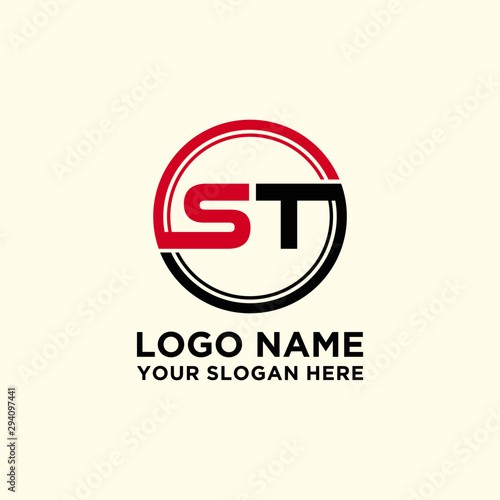 Circle logo with the letter ST inside. letters connecting with circles. Logo circle modern abstract