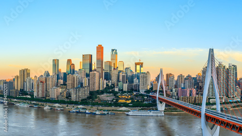 Modern metropolis skyline at sunrise,Chongqing,China,Chongqing panorama. © ABCDstock
