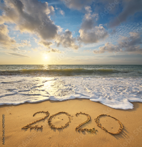 2020 year on the sea shore.
