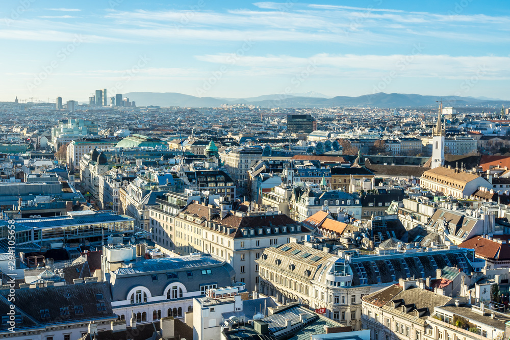 Vienna city view from St Stephen’s Cathedral 