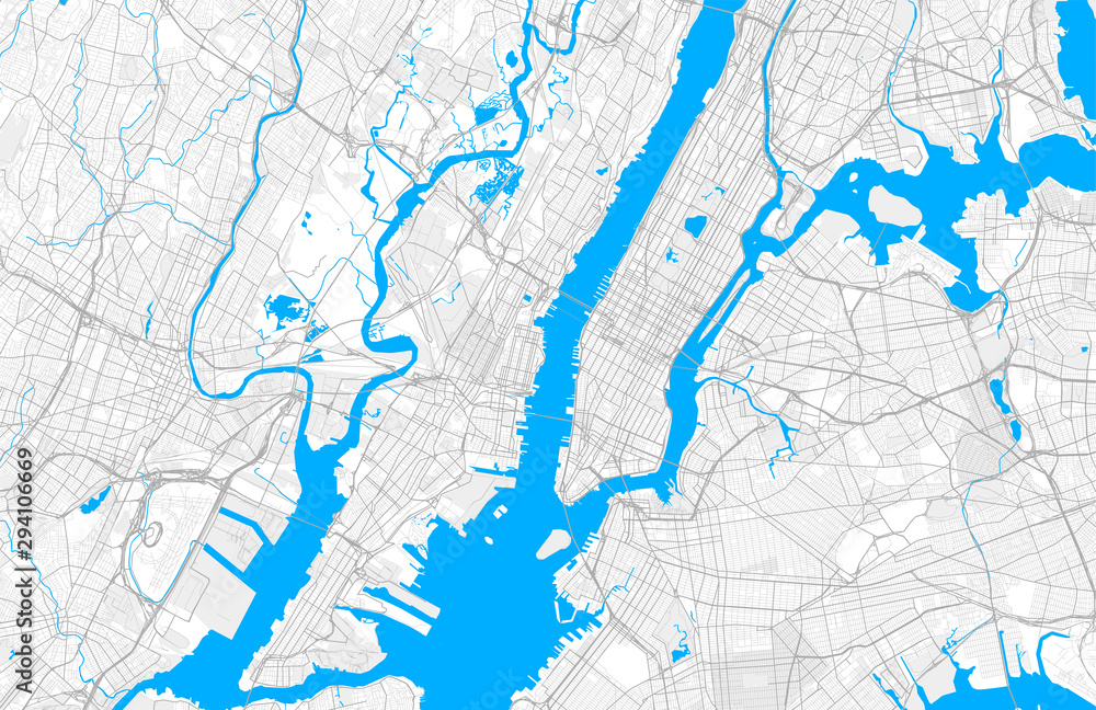 Rich detailed vector map of Hoboken, New Jersey, USA