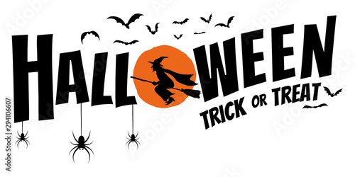 Happy Halloween text banner on white background, Vector