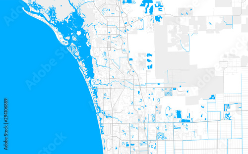 Rich detailed vector map of Bonita Springs, Florida, USA
