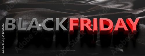 Black Friday text letters red and black color against black background. 3d illustration © Rawf8