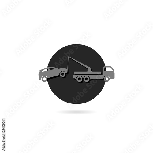 Tow car evacuation icon flat isolated on white background