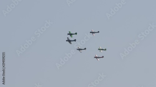 Sport planes performance group aerobatic flight photo