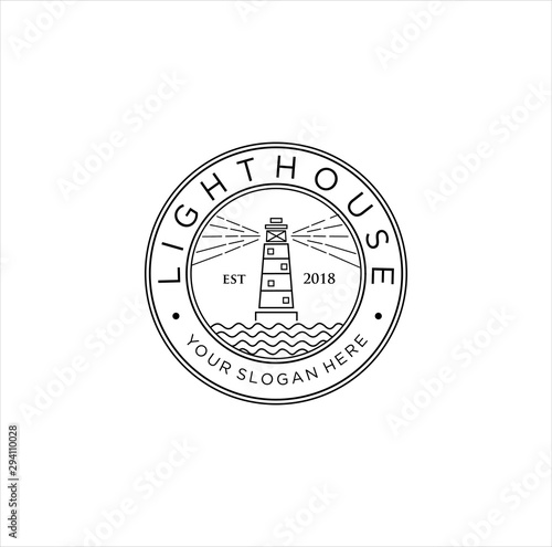Vintage lighthouse logo Design silhouette . harbour logo Retro Hipster
