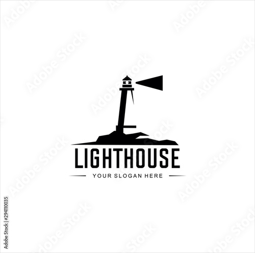 Vintage lighthouse logo Design silhouette . harbour logo silhouette Retro Hipster Vector Illustration