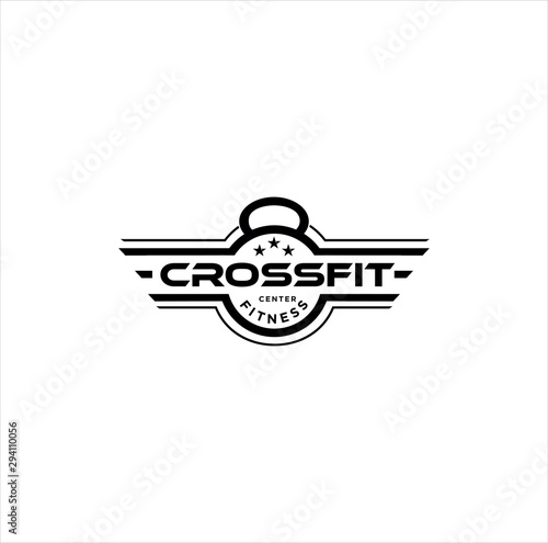 Fitness logo Design. GYM logo Icon.Cross fit logo Template.Women fitness Logo Black Vintage Hipster Retro