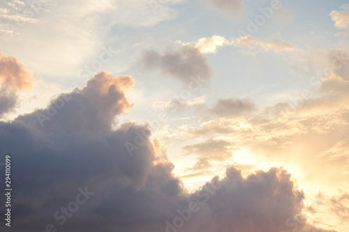 bright sky behind cumulus cloud background for forecast and meteorology concept