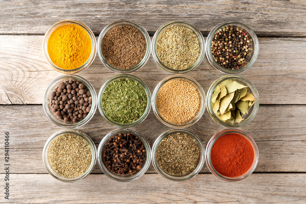 Various kinds of colourful seasonings in bowls. Collection of spices Various kinds of colourful seasonings in bowls. Collection of spices