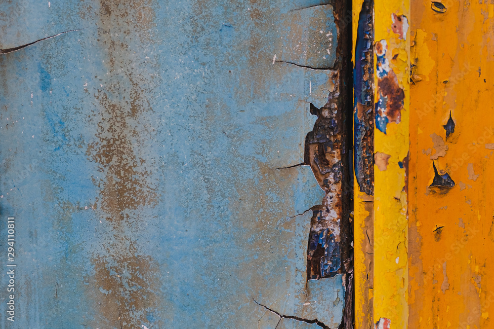 Blue and yellow metal background,Rusty metal background Blue and yellow metal background,Rusty metal background