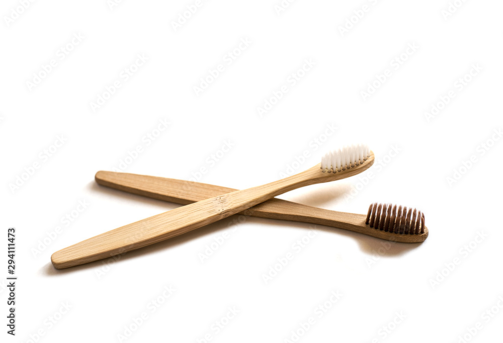 Two bamboo toothbrush isolated on white background. Two bamboo toothbrush isolated on white background.
