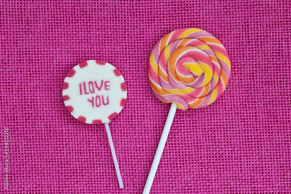 Sweet Candy Lolly Pops On Pink Sweet Candy Lolly Pops On Pink