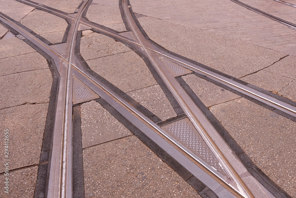 tramway tracks in the streets of the city tramway tracks in the streets of the city