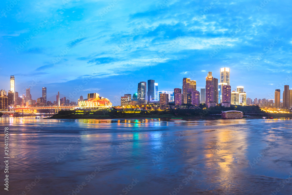 Sunset cityscape and skyline in Chongqing