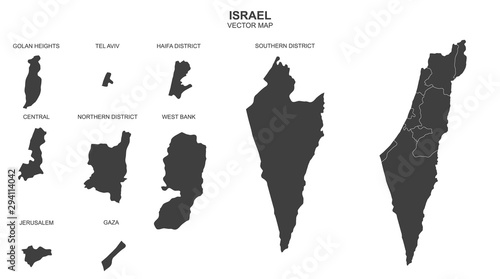 political map of Israel isolated on white background