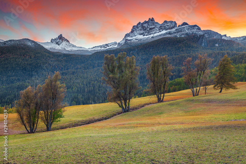 Spectacular autumn landscape in Dolomites near Cortina d Ampezzo, Italy