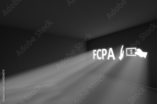 FCPA rays volume light concept 3d illustration