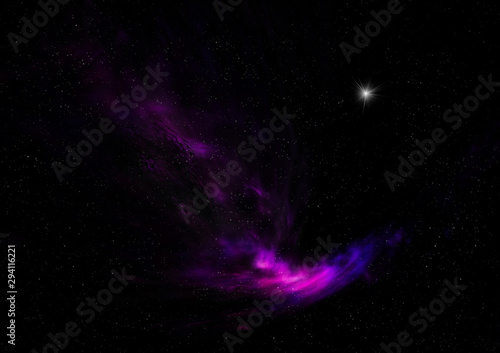 Small part of an infinite star field. 3D rendering © Anatolii